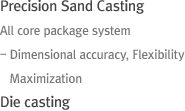 PSC process (Precision Sand Casing) All core package system