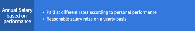 Annual Salary based on performance : Paid at different   rates according to personal performance, Annual reasonable raise of salary level